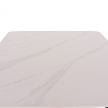 ΤΡΑΠΕΖΙ RAVEN HM9854.01 ΚΕΡΑΜΙΚΟ TOP ΜΑΤ ΛΕΥΚΟ ΜΑΡΜΑΡΟ-ΜΑΥΡΟ ΜΕΤΑΛΛΟ 120x70x73Υεκ.