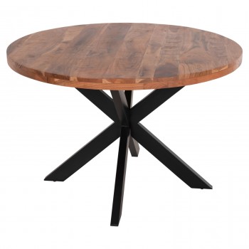 ΤΡΑΠΕΖΙ ΣΤΡΟΓΓΥΛΟ MONTANA SUPERIOR HM9903 4εκ.ΠΑΧΟΣ ΜΑΣΙΦ ΞΥΛΟ ΑΚΑΚΙΑΣ Φ120Χ77Υεκ