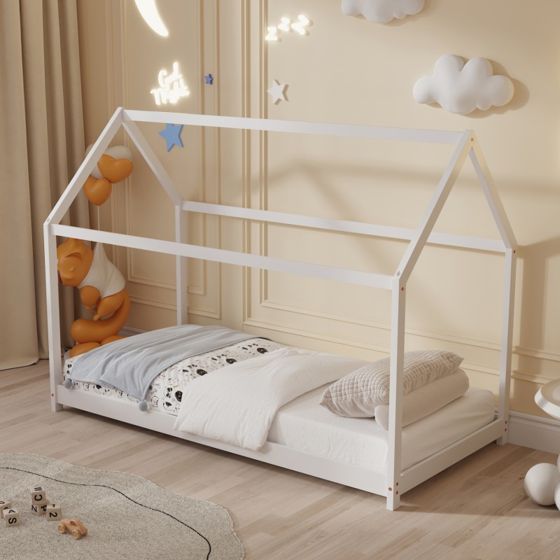 ΚΡΕΒΑΤΙ ΠΑΙΔΙΚΟ PEPE HM677.03 τ.MONTESSORI ΞΥΛΟ ΠΕΥΚΟ ΛΕΥΚΟ- 190x90εκ
