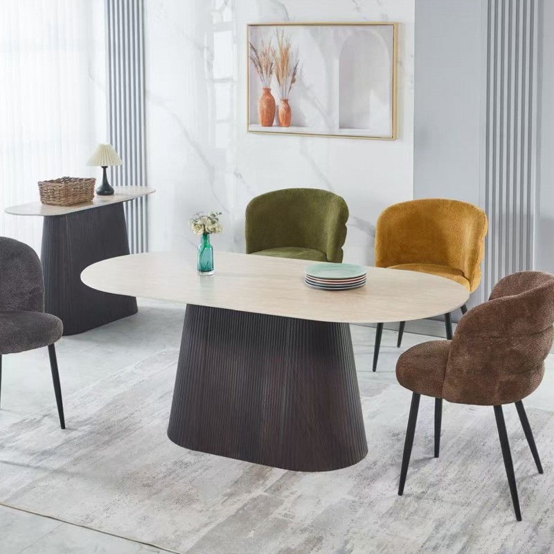 ΤΡΑΠΕΖΙ ΟΒΑΛ CATER HM18320 ΚΕΡΑΜΙΚΟ TOP ΟΨΗ ΤΡΑΒΕΡΤΙΝΑΣ-MDF ΒΑΣΗ 188x98x78Υεκ