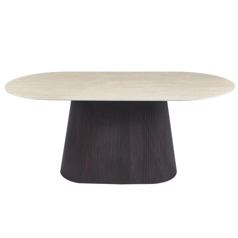 ΤΡΑΠΕΖΙ ΟΒΑΛ CATER HM18320 ΚΕΡΑΜΙΚΟ TOP ΟΨΗ ΤΡΑΒΕΡΤΙΝΑΣ-MDF ΒΑΣΗ 188x98x78Υεκ