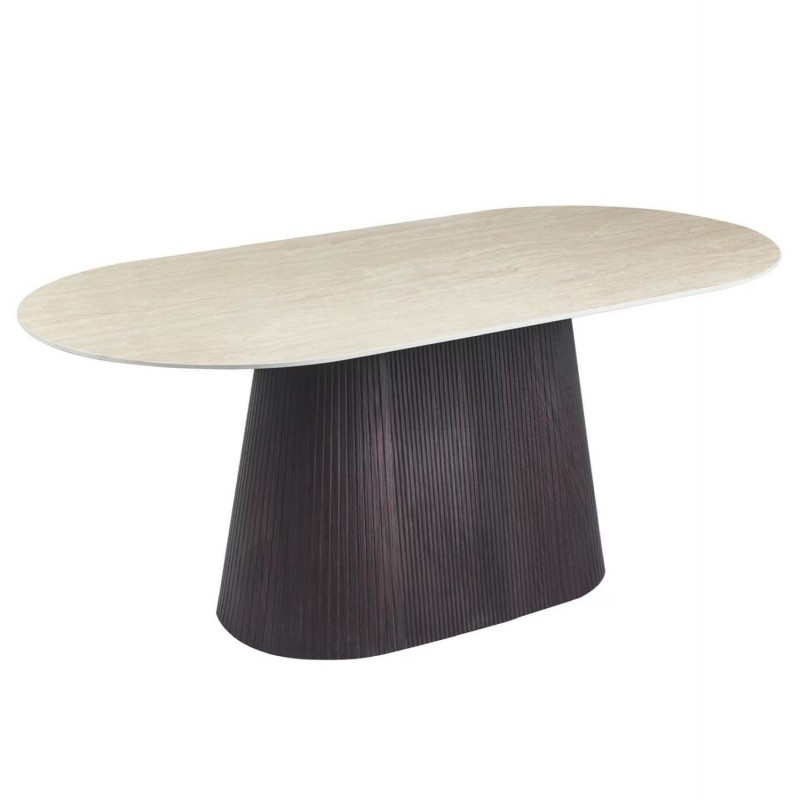 ΤΡΑΠΕΖΙ ΟΒΑΛ CATER HM18320 ΚΕΡΑΜΙΚΟ TOP ΟΨΗ ΤΡΑΒΕΡΤΙΝΑΣ-MDF ΒΑΣΗ 188x98x78Υεκ