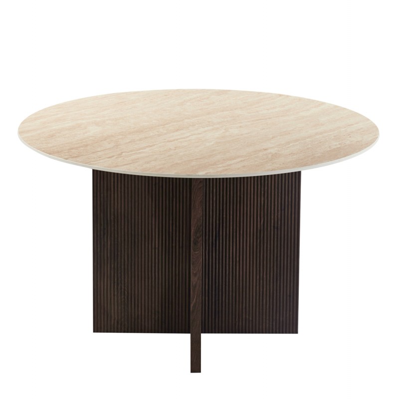 ΤΡΑΠΕΖΙ ΤΡΑΠΕΖΑΡΙΑΣ ΣΤΡΟΓΓΥΛΟ SKY HM18331 ΚΕΡΑΜΙΚΟ TOP ΟΨΗ ΤΡΑΒΕΡΤΙΝΑΣ Φ120x76Υεκ