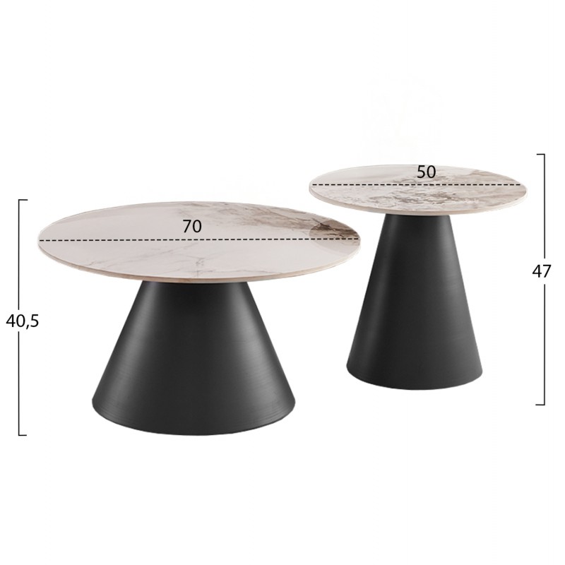 ΤΡΑΠΕΖΙΑ ΣΑΛΟΝΙΟΥ RIDGE(X) HM18307.02 SINTERED STONE TOPS--ΒΑΣΕΙΣ ΜΑΥΡΕΣ Φ50 & Φ70