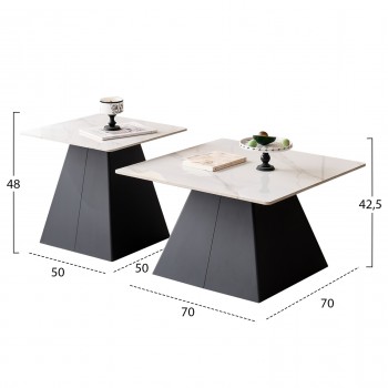 ΤΡΑΠΕΖΙΑ ΣΑΛΟΝΙΟΥ QUBER(X) HM18311.02 SINTERED STONE ΤΕΤΡΑΓΩΝΟ--ΒΑΣΕΙΣ ΜΑΥΡΕΣ