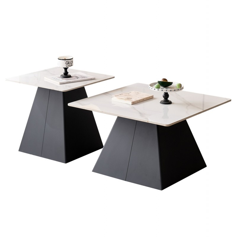 ΤΡΑΠΕΖΙΑ ΣΑΛΟΝΙΟΥ QUBER(X) HM18311.02 SINTERED STONE ΤΕΤΡΑΓΩΝΟ--ΒΑΣΕΙΣ ΜΑΥΡΕΣ