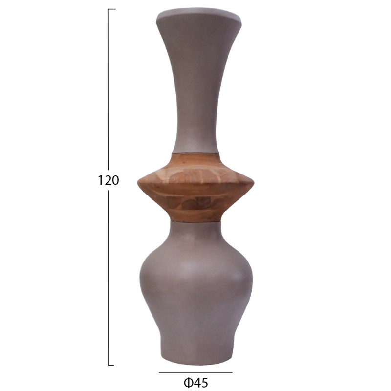 ΔΙΑΚΟΣΜΗΤΙΚΟ ΒΑΖΟ ΔΑΠΕΔΟΥ NEBULA HM4660.05S FIBER CEMENT TAUPE--ΞΥΛΟ ΤΕΑΚ Φ45x120Υεκ