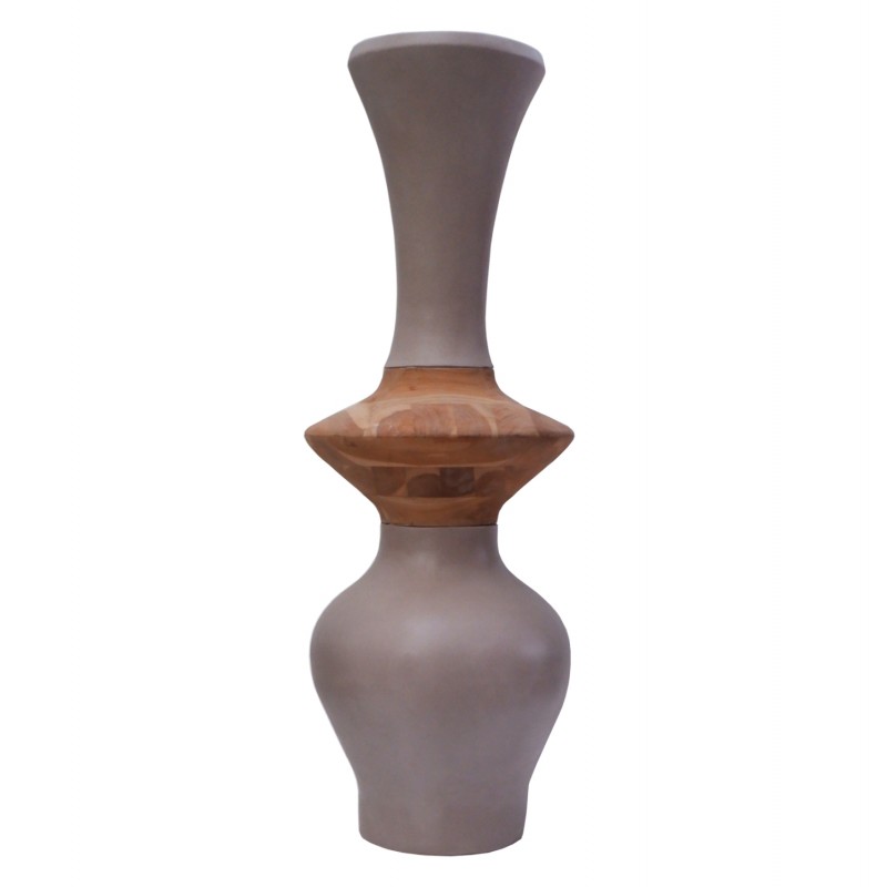 ΔΙΑΚΟΣΜΗΤΙΚΟ ΒΑΖΟ ΔΑΠΕΔΟΥ NEBULA HM4660.05S FIBER CEMENT TAUPE--ΞΥΛΟ ΤΕΑΚ Φ45x120Υεκ