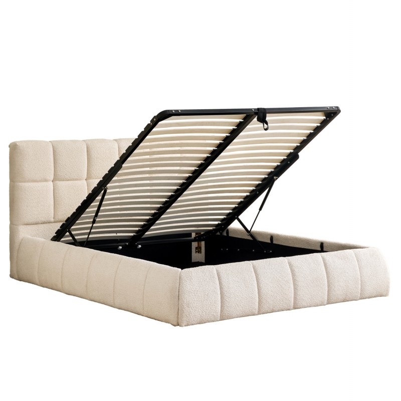 ΚΡΕΒΑΤΙ ΔΙΠΛΟ EDDY HM731.03 ΜΠΕΖ ΜΠΟΥΚΛΕ & ΑΠΟΘΗΚΕΥΤΙΚΟΣ ΧΩΡΟΣ--ΣΤΡΩΜΑ 160x200εκ