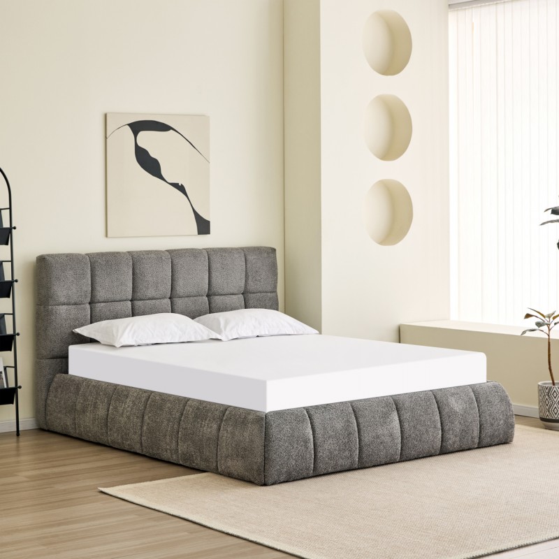 ΚΡΕΒΑΤΙ ΔΙΠΛΟ EDDY HM731.01 ΓΚΡΙ ΜΠΟΥΚΛΕ & ΑΠΟΘΗΚΕΥΤΙΚΟΣ ΧΩΡΟΣ--ΣΤΡΩΜΑ 160x200εκ