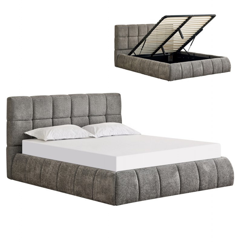 ΚΡΕΒΑΤΙ ΔΙΠΛΟ EDDY HM731.01 ΓΚΡΙ ΜΠΟΥΚΛΕ & ΑΠΟΘΗΚΕΥΤΙΚΟΣ ΧΩΡΟΣ--ΣΤΡΩΜΑ 160x200εκ