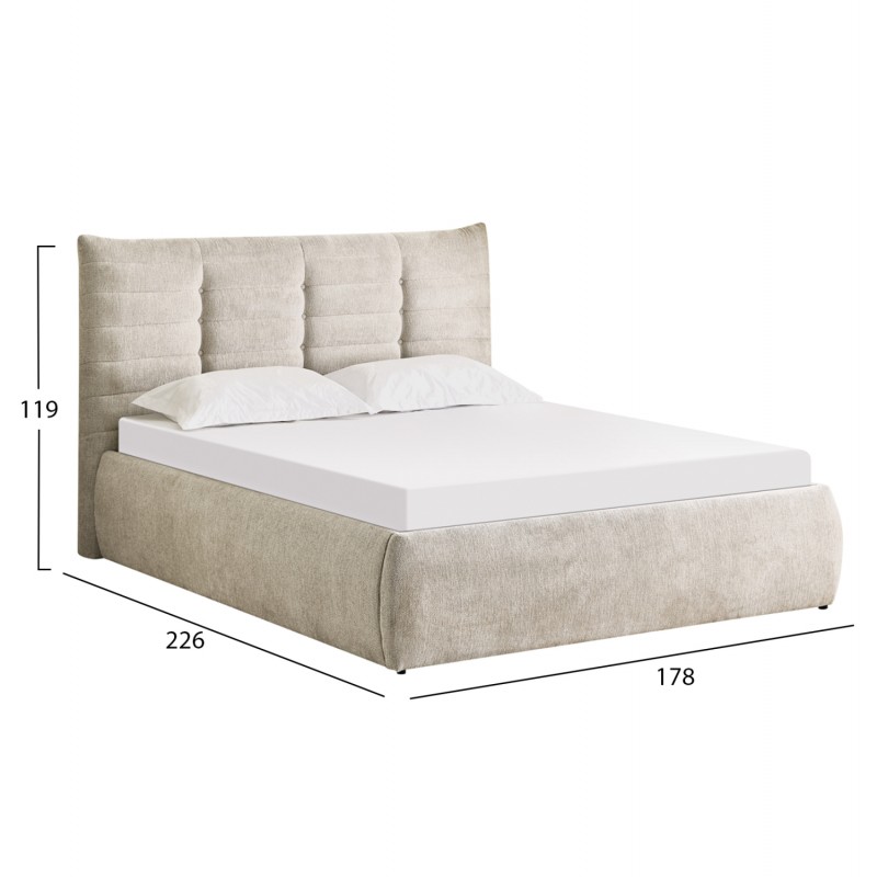 ΚΡΕΒΑΤΙ ΔΙΠΛΟ SANDRA HM732.03 ΜΠΕΖ ΥΦΑΣΜΑ & ΑΠΟΘΗΚΕΥΤΙΚΟΣ ΧΩΡΟΣ--ΣΤΡΩΜΑ 160x200εκ