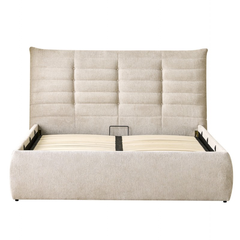 ΚΡΕΒΑΤΙ ΔΙΠΛΟ SANDRA HM732.03 ΜΠΕΖ ΥΦΑΣΜΑ & ΑΠΟΘΗΚΕΥΤΙΚΟΣ ΧΩΡΟΣ--ΣΤΡΩΜΑ 160x200εκ