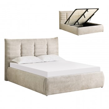 ΚΡΕΒΑΤΙ ΔΙΠΛΟ SANDRA HM732.03 ΜΠΕΖ ΥΦΑΣΜΑ & ΑΠΟΘΗΚΕΥΤΙΚΟΣ ΧΩΡΟΣ--ΣΤΡΩΜΑ 160x200εκ