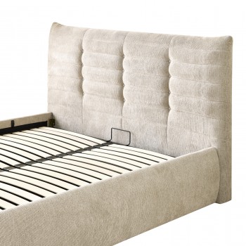 ΚΡΕΒΑΤΙ ΔΙΠΛΟ SANDRA HM732.03 ΜΠΕΖ ΥΦΑΣΜΑ & ΑΠΟΘΗΚΕΥΤΙΚΟΣ ΧΩΡΟΣ--ΣΤΡΩΜΑ 160x200εκ