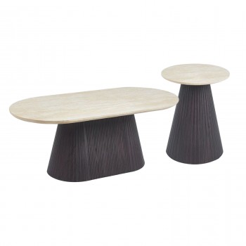 ΣΕΤ 2ΤΜΧ ΤΡΑΠΕΖΙΑ ΣΑΛΟΝΙΟΥ CATER HM21260 ΚΕΡΑΜΙΚΟ TOP ΟΨΗ ΤΡΑΒΕΡΤΙΝΑΣ-MDF ΒΑΣΗ ΚΑΦΕ