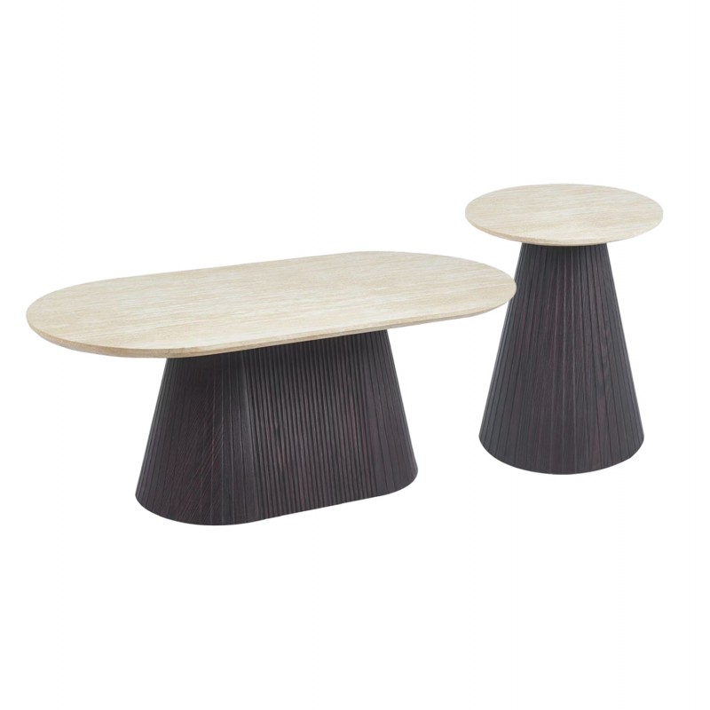 ΣΕΤ 2ΤΜΧ ΤΡΑΠΕΖΙΑ ΣΑΛΟΝΙΟΥ CATER HM21260 ΚΕΡΑΜΙΚΟ TOP ΟΨΗ ΤΡΑΒΕΡΤΙΝΑΣ-MDF ΒΑΣΗ ΚΑΦΕ