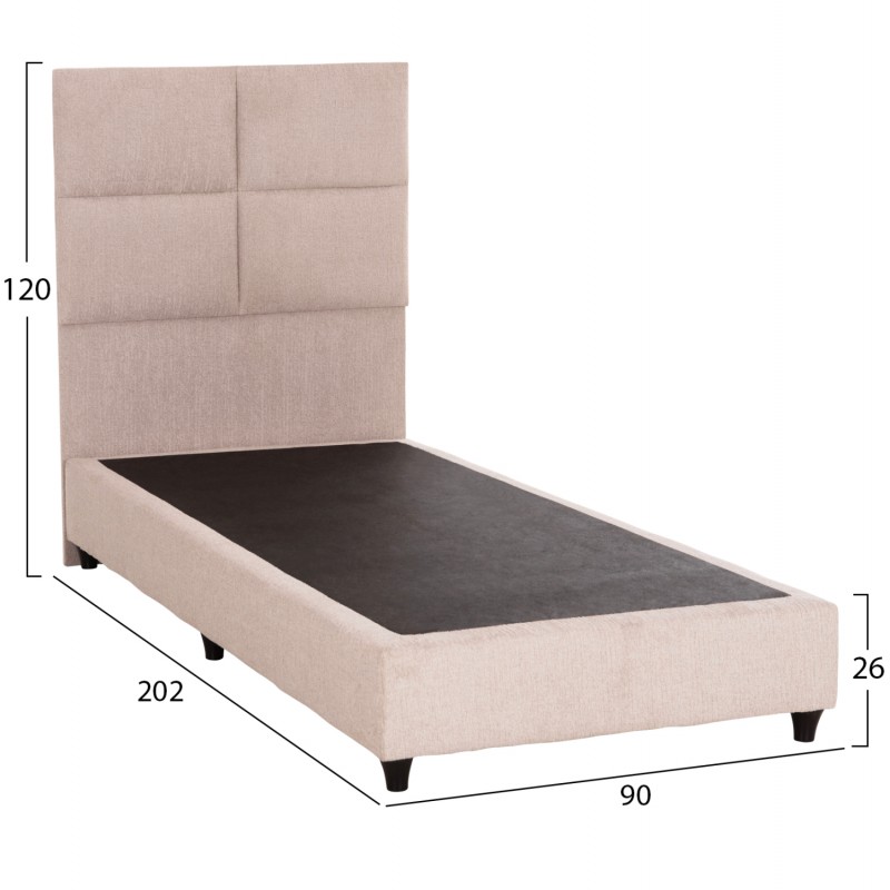 ΚΡΕΒΑΤΙ ΜΟΝΟ MILO HM652.32 ΜΠΕΖ TEDDY ΥΦΑΣΜΑ ΓΙΑ ΣΤΡΩΜΑ 90x200εκ