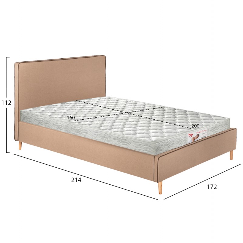 ΚΡΕΒΑΤΙ ΜΕ ΣΤΡΩΜΑ INDRA HM21280.02 ΜΠΕΖ ΥΦΑΣΜΑ--ΓΙΑ 160x200εκ