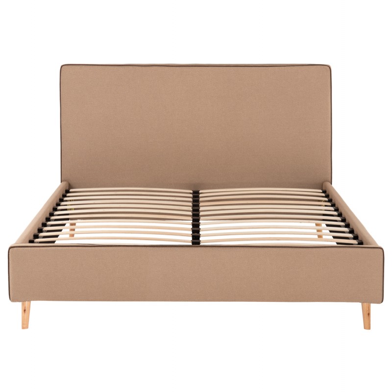 ΚΡΕΒΑΤΙ ΜΕ ΣΤΡΩΜΑ INDRA HM21280.02 ΜΠΕΖ ΥΦΑΣΜΑ--ΓΙΑ 160x200εκ