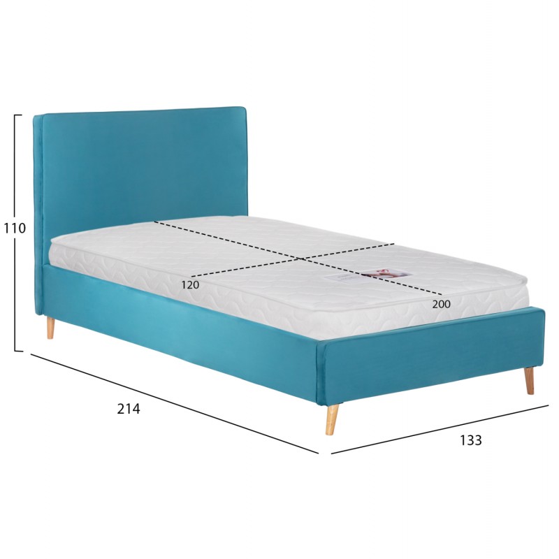 ΚΡΕΒΑΤΙ ΜΕ ΣΤΡΩΜΑ MAYLIN HM21281.02 ΤΙΡΚΟΥΑΖ ΒΕΛΟΥΔΟ--ΓΙΑ 120x200εκ