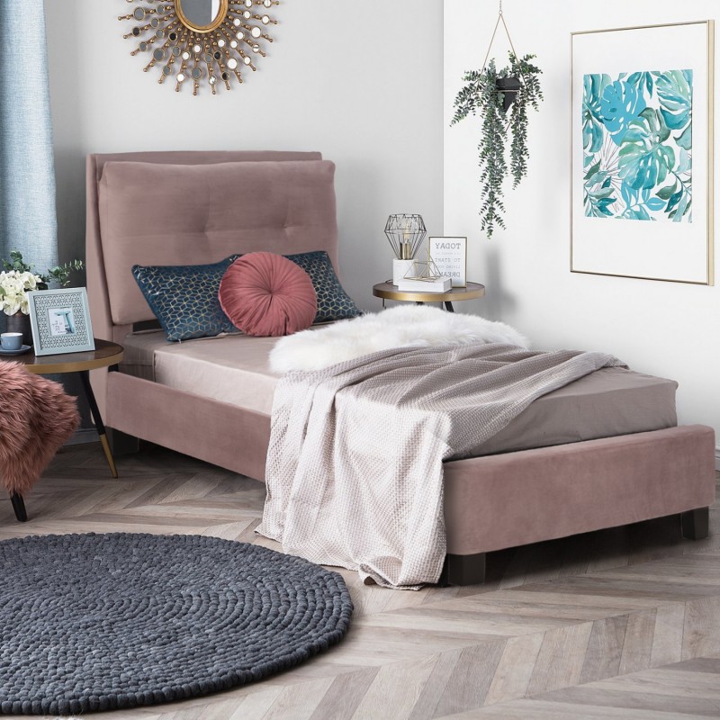 ΚΡΕΒΑΤΙ ΜΕ ΣΤΡΩΜΑ RILEY HM21282.02 ΣΑΠΙΟ ΜΗΛΟ ΒΕΛΟΥΔΟ--ΓΙΑ 90x200εκ