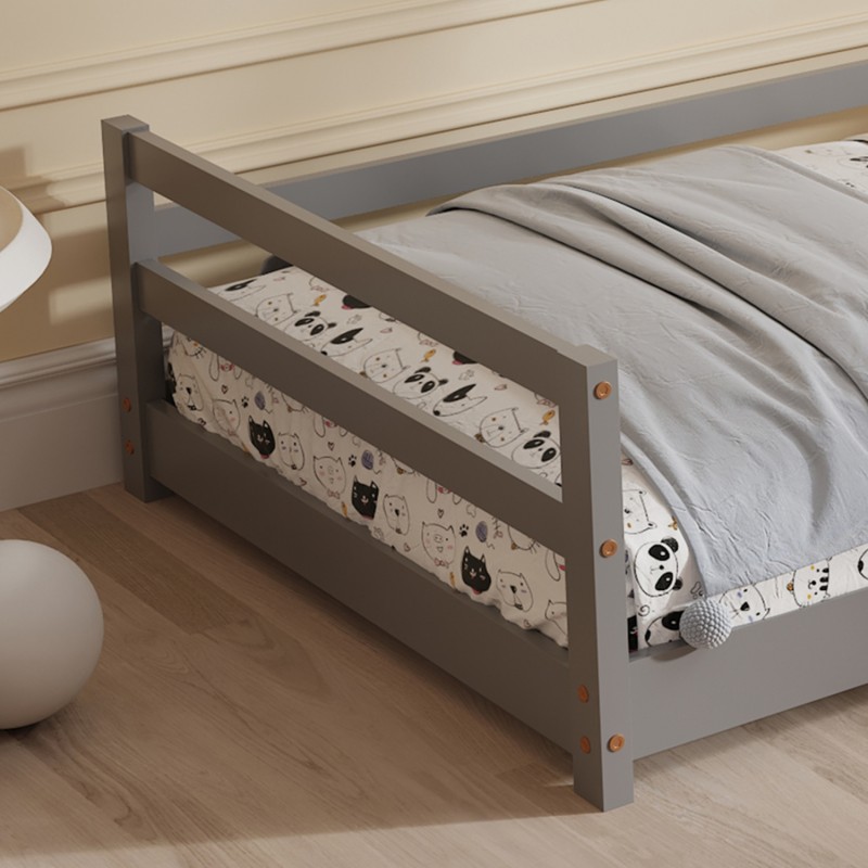 ΚΡΕΒΑΤΙ ΠΑΙΔΙΚΟ ΜΕ ΣΤΡΩΜΑ HOUSER HM21301.01 ΞΥΛΟ ΠΕΥΚΟΥ ΣΕ ΓΚΡΙ--ΣΤΡΩΜΑ 90x190εκ