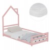 ΚΡΕΒΑΤΙ ΠΑΙΔΙΚΟ ΜΕ ΣΤΡΩΜΑ HOUSER HM21301.02 ΞΥΛΟ ΠΕΥΚΟΥ ΣΕ ΡΟΖ--ΣΤΡΩΜΑ 90x190εκ