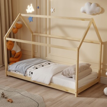 ΚΡΕΒΑΤΙ ΠΑΙΔΙΚΟ ΜΕ ΣΤΡΩΜΑ PEPE HM21302 ΞΥΛΟ ΠΕΥΚΟΥ ΣΕ ΦΥΣΙΚΟ--ΣΤΡΩΜΑ 90x190εκ