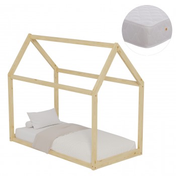 ΚΡΕΒΑΤΙ ΠΑΙΔΙΚΟ ΜΕ ΣΤΡΩΜΑ PEPE HM21303 ΞΥΛΟ ΠΕΥΚΟΥ ΣΕ ΦΥΣΙΚΟ--ΣΤΡΩΜΑ 70x140εκ