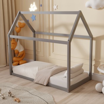 ΚΡΕΒΑΤΙ ΠΑΙΔΙΚΟ ΜΕ ΣΤΡΩΜΑ PEPE HM21303.02 ΞΥΛΟ ΠΕΥΚΟΥ ΣΕ ΓΚΡΙ--ΣΤΡΩΜΑ 70x140εκ