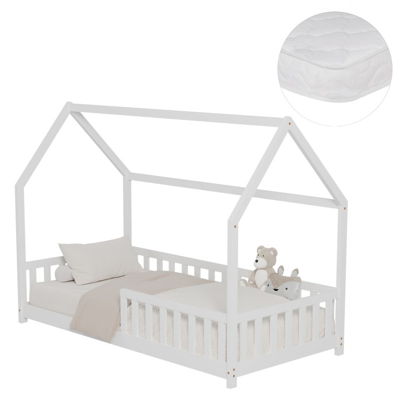 ΚΡΕΒΑΤΙ ΠΑΙΔΙΚΟ ΜΕ ΣΤΡΩΜΑ PHYLLIS HM21304.01 ΞΥΛΟ ΠΕΥΚΟΥ ΣΕ ΛΕΥΚΟ--ΣΤΡΩΜΑ 90x190εκ