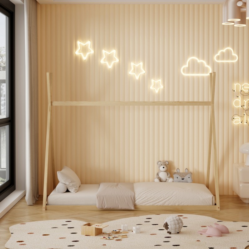 ΚΡΕΒΑΤΙ ΠΑΙΔΙΚΟ ΜΕ ΣΤΡΩΜΑ MUNK HM21306 ΞΥΛΟ ΠΕΥΚΟΥ ΣΕ ΦΥΣΙΚΟ--ΣΤΡΩΜΑ 90x190εκ