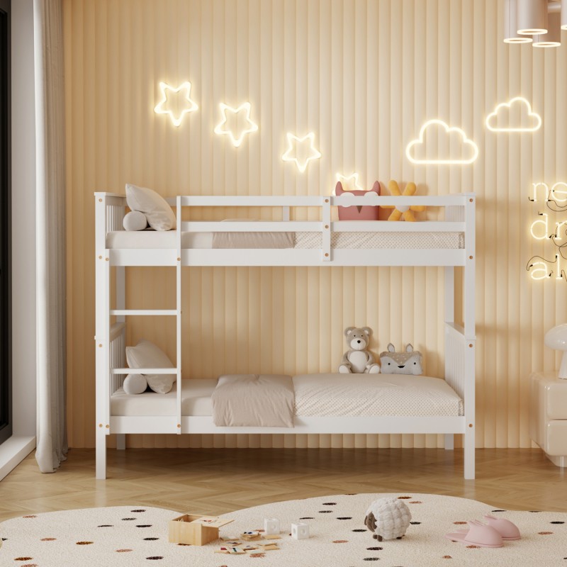 ΚΟΥΚΕΤΑ ΠΑΙΔΙΚΗ ΜΕ 2 ΣΤΡΩΜΑΤΑ LANTAI HM21307.01 ΞΥΛΟ ΠΕΥΚΟΥ ΛΕΥΚΟ--ΣΤΡΩΜΑΤΑ 90x190εκ