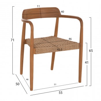 ΠΟΛΥΘΡΟΝΑ ΤΡΑΠΕΖΑΡΙΑΣ ROBBY HM18350 ΞΥΛΟ TEAK & ΣΧΟΙΝΙ VIRO ΦΥΣΙΚΟ 55x50x71Υεκ.