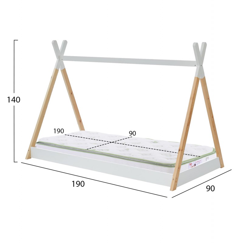 ΚΡΕΒΑΤΙ ΠΑΙΔΙΚΟ ΜΕ ΣΤΡΩΜΑ MUNK HM21308 ΞΥΛΟ ΠΕΥΚΟΥ ΦΥΣΙΚΟ-ΛΕΥΚΟ--ΣΤΡΩΜΑ 90x190εκ