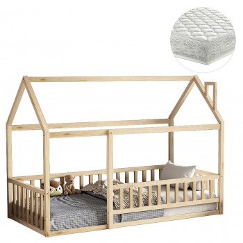 ΚΡΕΒΑΤΙ ΠΑΙΔΙΚΟ ΜΕ ΣΤΡΩΜΑ HOUSER HM21315 ΞΥΛΟ ΠΕΥΚΟΥ ΣΕ ΦΥΣΙΚΟ--ΣΤΡΩΜΑ 90x190εκ