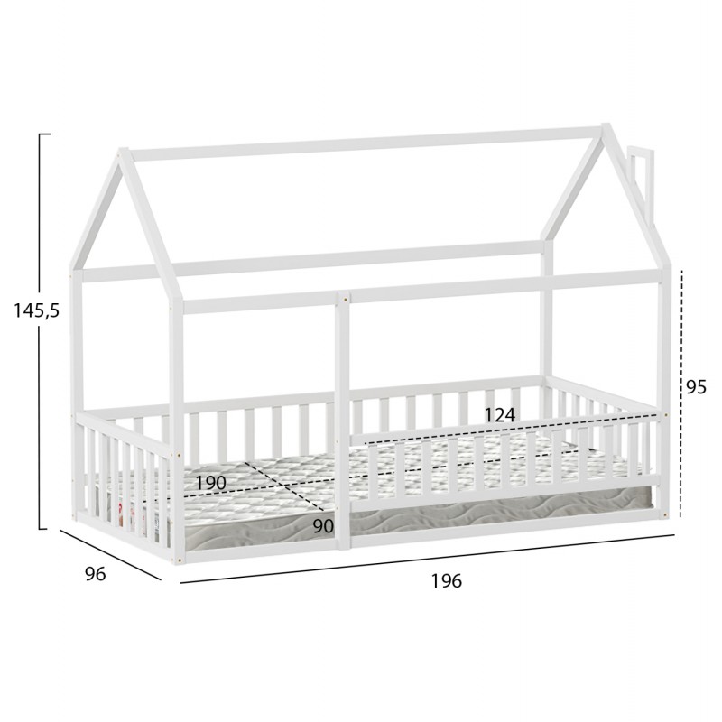 ΚΡΕΒΑΤΙ ΠΑΙΔΙΚΟ ΜΕ ΣΤΡΩΜΑ HOUSER HM21315.01 ΞΥΛΟ ΠΕΥΚΟΥ ΣΕ ΛΕΥΚΟ--ΣΤΡΩΜΑ 90x190εκ