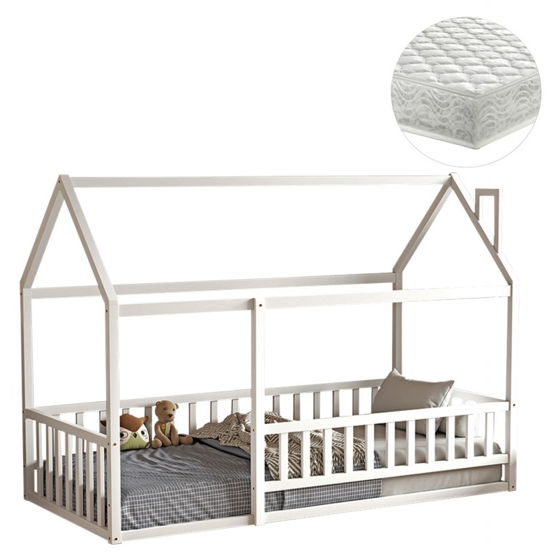 ΚΡΕΒΑΤΙ ΠΑΙΔΙΚΟ ΜΕ ΣΤΡΩΜΑ HOUSER HM21315.01 ΞΥΛΟ ΠΕΥΚΟΥ ΣΕ ΛΕΥΚΟ--ΣΤΡΩΜΑ 90x190εκ