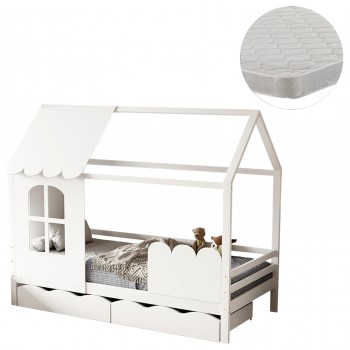 ΚΡΕΒΑΤΙ ΠΑΙΔΙΚΟ ΜΕ ΣΤΡΩΜΑ DOMER HM21319 ΞΥΛΟ ΠΕΥΚΟΥ ΣΕ ΛΕΥΚΟ--ΣΤΡΩΜΑ 90x190εκ