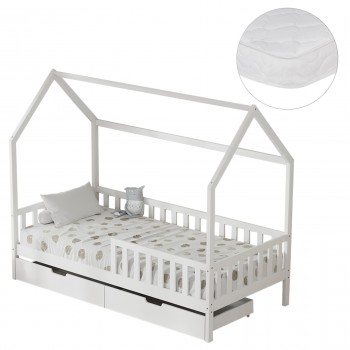 ΚΡΕΒΑΤΙ ΠΑΙΔΙΚΟ ΜΕ ΣΥΡΤΑΡΙΑ PHYLLIS HM21324.01 ΞΥΛΟ ΠΕΥΚΟΥ ΛΕΥΚΟ--ΜΕ ΣΤΡΩΜΑ 90x190εκ