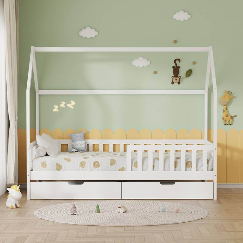 ΚΡΕΒΑΤΙ ΠΑΙΔΙΚΟ ΜΕ ΣΥΡΤΑΡΙΑ PHYLLIS HM21324.01 ΞΥΛΟ ΠΕΥΚΟΥ ΛΕΥΚΟ--ΜΕ ΣΤΡΩΜΑ 90x190εκ