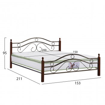 ΚΡΕΒΑΤΙ ΔΙΠΛΟ & ΣΤΡΩΜΑ CELINA HM21328 ΜΕΤΑΛΛΟ & ΞΥΛΟ ΣΕ DIRTY OAK--ΣΤΡΩΜΑ 150x200εκ