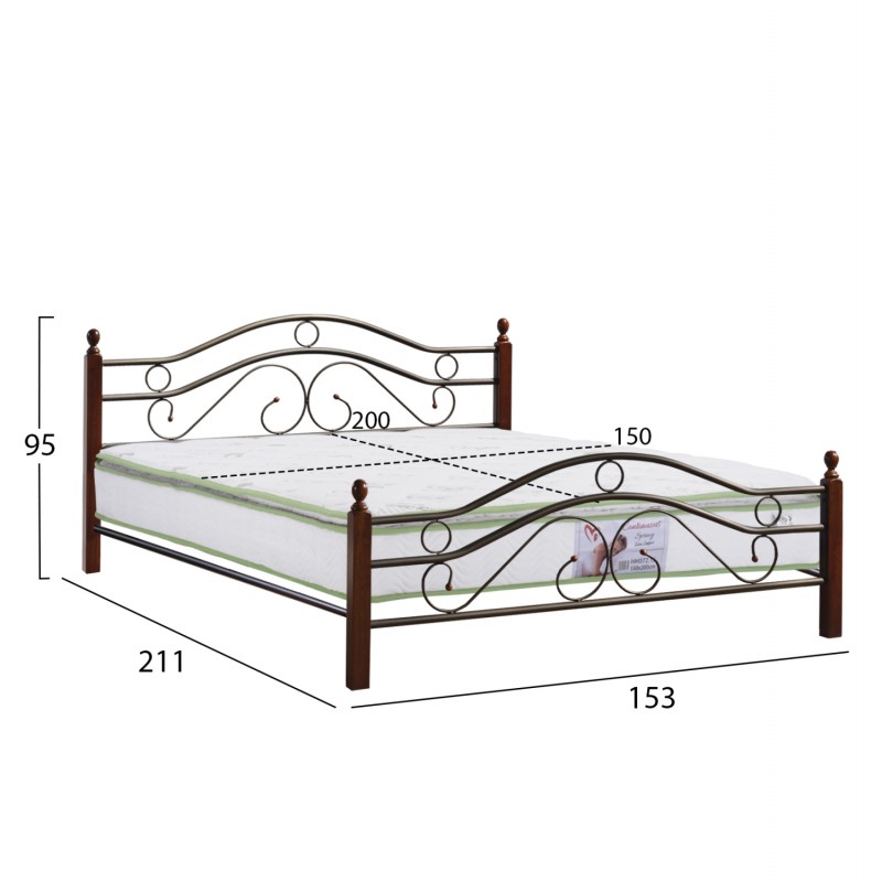 ΚΡΕΒΑΤΙ ΔΙΠΛΟ & ΣΤΡΩΜΑ CELINA HM21328 ΜΕΤΑΛΛΟ & ΞΥΛΟ ΣΕ DIRTY OAK--ΣΤΡΩΜΑ 150x200εκ