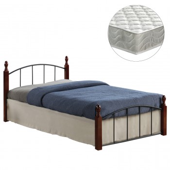 ΚΡΕΒΑΤΙ ΜΟΝΟ & ΣΤΡΩΜΑ MAKAI HM21330 ΜΕΤΑΛΛΟ & ΞΥΛΟ ΣΕ ΚΑΡΥΔΙ--ΣΤΡΩΜΑ 90x190εκ