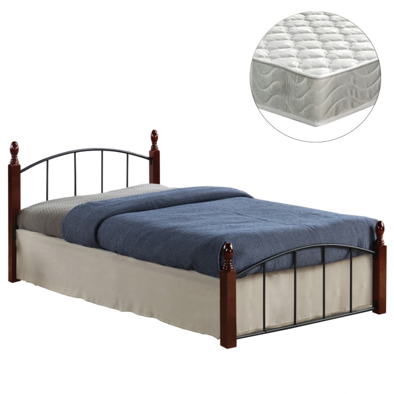 ΚΡΕΒΑΤΙ ΜΟΝΟ & ΣΤΡΩΜΑ MAKAI HM21330 ΜΕΤΑΛΛΟ & ΞΥΛΟ ΣΕ ΚΑΡΥΔΙ--ΣΤΡΩΜΑ 90x190εκ