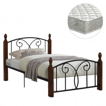 ΚΡΕΒΑΤΙ ΗΜΙΔΙΠΛΟ & ΣΤΡΩΜΑ SUZIE HM21333 ΜΕΤΑΛΛΟ & ΞΥΛΟ ΣΕ ΚΑΡΥΔΙ--ΣΤΡΩΜΑ 110x190εκ