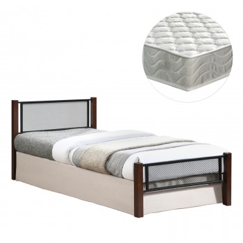 ΚΡΕΒΑΤΙ ΜΟΝΟ & ΣΤΡΩΜΑ RAYVEN HM21335 ΜΕΤΑΛΛΟ & ΞΥΛΟ ΣΕ DIRTY OAK--ΣΤΡΩΜΑ 90x190εκ