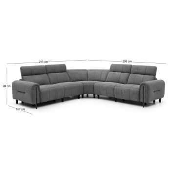 ΓΩΝΙΑΚΟΣ ΚΑΝΑΠΕΣ ΜΕ RECLINE ORACLE HM3290.01 ΓΚΡΙ ΥΦΑΣΜΑ 293x293x98Υεκ.