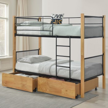 ΚΟΥΚΕΤΑ ΜΕ 2 ΣΥΡΤΑΡΙΑ & 2 ΣΤΡΩΜΑΤΑ 90X190εκ RAYVEN HM21336.02 ΞΥΛΟ ΚΑΙ ΜΕΤΑΛΛΟ